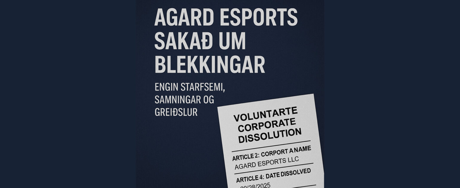 Agard Esports sakað um blekkingar: Engin starfsemi, engir samningar og engar launagreiðslur Agard Esports sakað um blekkingar: Engin starfsemi, engir samningar, engar greiðslur