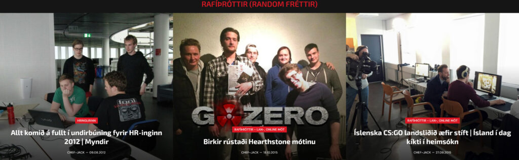 Fréttasafnið staðsett yfir miðju á forsíðunni.
